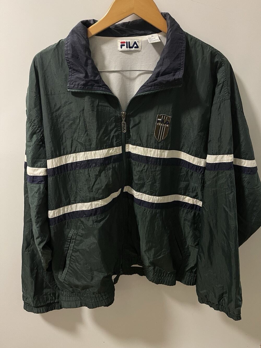 Vintage Fila Italia Jacket XL Green Retro Windbreaker 90s GF